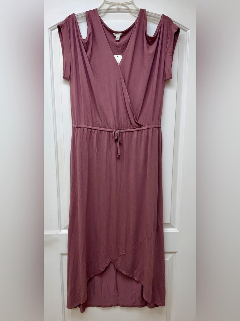207: Cato Dusty Mauve Cold-Shoulder Wrap Maxi Dress with Pockets! XL